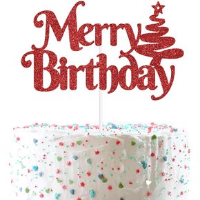 Merry Birthday Cake Topper, Be Merry, Christmas Birthday, Happy Holiday/Merry Christmas Birthday Party Decorations