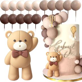 JeVenis Brown Bear Cake Decoration Baby Bear Baby Shower Cake Topper Bears Cake Decoration Baby Shower Birthday Cake Decoration in Kuwait