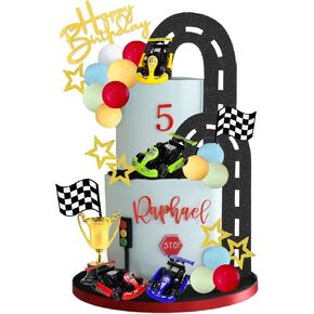 DRWATE 28 PCS Racing Car Cake Toppers Car Truck Cake Decorations for Boys Men Birthday Party Racing Theme Party Favor Supplies (01)