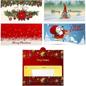 Better Office Products Money Christmas Cards with Envelopes, 20 Pack, 5 Designs, Money Holder Christmas Cards with Pockets, 6.25" x 3.25" Christmas Gift Card Holders, 20-Count
