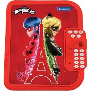 LEXiBOOK - Miraculous, Electronic Secret Diary with Pen and Notebook Included, Interactive, Password, Fun Features, Sounds Effects, Red, SD50MI