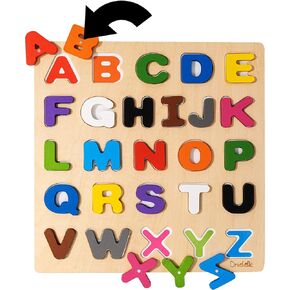 Magnetic Wooden Educational ABC Puzzle - Learn Alphabet & Color Recognition Toy – Toddler Preschool Game – Kids Montessori Education…