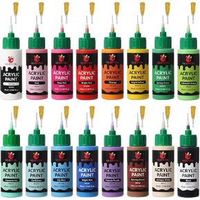 MUBYOK 2oz Matte Acrylic Paint Set with Precision Applicator Cap for Car Freshie Painting, Drawing and DIY Arts & Crafts Supplies for Adults(Pack of 16)