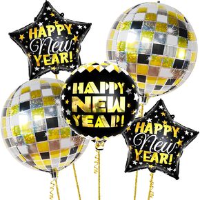 KatchOn, Large Happy New Years Balloons - 22 Inch, Disco Balloons | Foil Happy New Year Balloons, Happy New Year Decorations 2025 | Nye Balloons, NYE Decorations | New Years Eve Party Supplies 2025