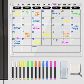 PigPotParty Acrylic Magnetic Chore Chart for Multiple Kids, Behavior Reward Responsibility Chart, Chores List Checklist for Kids Teens Adults, 2 Clear Dry Erase Fridge Board, 9.5"x12" w/ 6 Markers