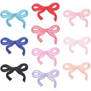 10pcs Bow Patches, Cute Bow Patch Embroidered Patches Iron On Appliques Repair Appliques for Clothing DIY Backpack Hat Jackets Jeans Dress Bags Decoration(Colorful)