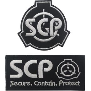 2 Pcs SCP, Compatible with Special Containment Procedures Foundation Logo Military Hook Loop Embroidered Patch
