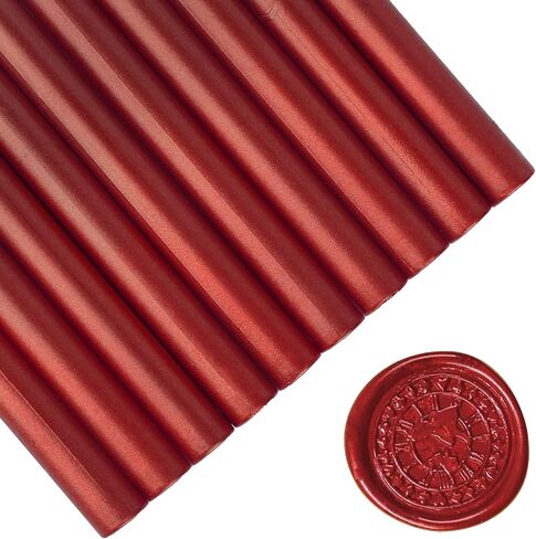 Gun Glue Sealing Wax Sticks for Wax Seal Stamp - Metallic Wine Red, Great for Wedding Invitations, Cards Envelopes, Snail Mails, Wine Packages, Christmas Gift Ideas, Pack of 10 in Saudi Arabia