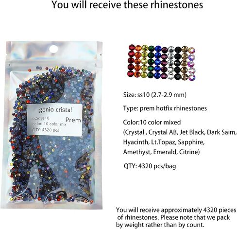 Chalk White SS10 Ultra Hotfix Rhinestones Glass,3600pcs Machine Washable, Quality Iron-On Crystal Rhinestones for T-Shirts, Hoodies, Masks Etc in Saudi Arabia