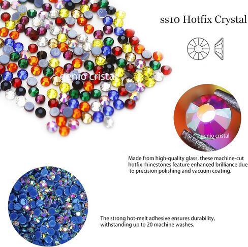 Chalk White SS10 Ultra Hotfix Rhinestones Glass,3600pcs Machine Washable, Quality Iron-On Crystal Rhinestones for T-Shirts, Hoodies, Masks Etc in Saudi Arabia