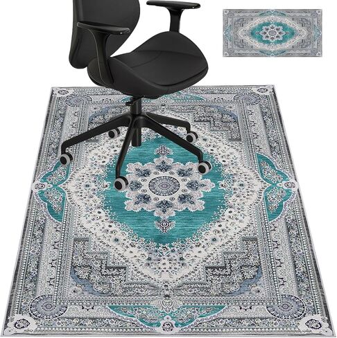 Office Chair Mat for Hardwood/Tile Floor,Computer Gaming Chair Mat with Mouse Pad.Under Desk Rug Protector for Rolling Chair,Low Pile Carpet Floor Mat-No Divot/Easy Clean-36 x48/Grayish Green in Kuwait