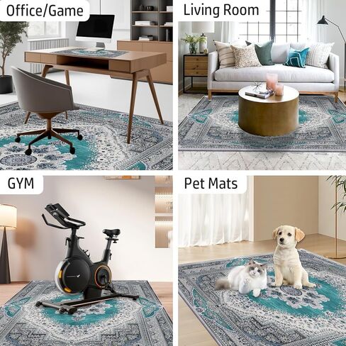 Office Chair Mat for Hardwood/Tile Floor,Computer Gaming Chair Mat with Mouse Pad.Under Desk Rug Protector for Rolling Chair,Low Pile Carpet Floor Mat-No Divot/Easy Clean-36 x48/Grayish Green in Kuwait