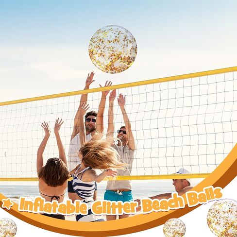 AMOR PRESENT 3PCS Inflatable Glitter Beach Balls, Confetti Beach Balls Transparent Swimming Pool Ball for Kids & Toddlersc Summer Party Favors in Saudi Arabia