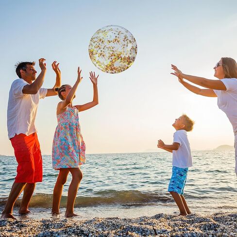 AMOR PRESENT 3PCS Inflatable Glitter Beach Balls, Confetti Beach Balls Transparent Swimming Pool Ball for Kids & Toddlersc Summer Party Favors in Saudi Arabia