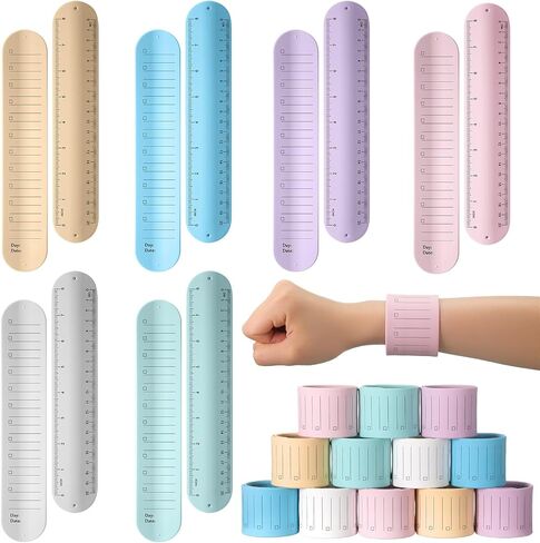 12 Pcs Slap Silicone Reminder Bracelet 9.4 x 1.8'' Nurses Wrist Slap Bracelet to Do List Erasable Notepad Waterproof Nurse Wristband Bracelet Gift for Nurses Christmas(Pastel,Classic) in Saudi Arabia