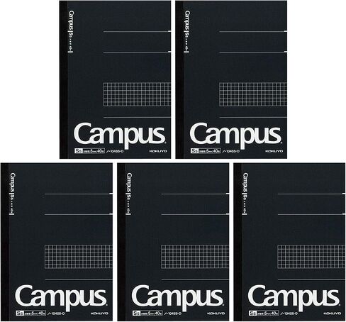 KOKUYO Campus Pre-Dotted Notebook, Semi A5, 5mm Grid Ruled - 40 Sheets - 80 Pages, Black (5 pack) in Saudi Arabia
