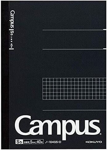 KOKUYO Campus Pre-Dotted Notebook, Semi A5, 5mm Grid Ruled - 40 Sheets - 80 Pages, Black (5 pack) in Saudi Arabia