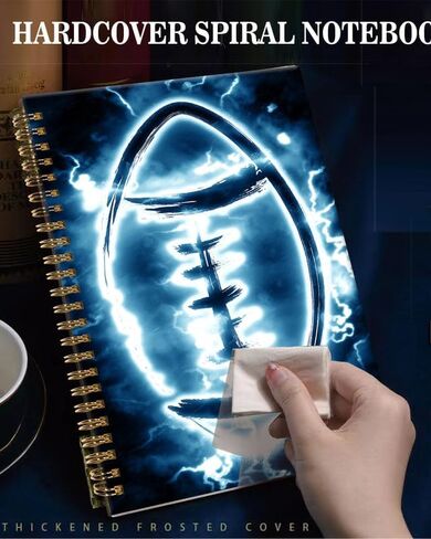 Spiral Journal Notebook,A5 Hardcover Lined Journals for Women Girl 6 x 8.3 in,120 Pages Thick Paper,Cute College Ruled Writing Notebook for Gifts Office Work School(Lightning football) in Kuwait