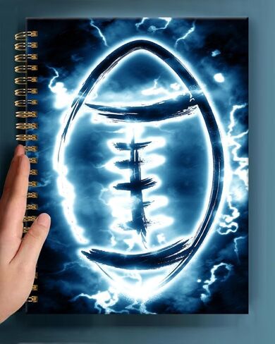 Spiral Journal Notebook,A5 Hardcover Lined Journals for Women Girl 6 x 8.3 in,120 Pages Thick Paper,Cute College Ruled Writing Notebook for Gifts Office Work School(Lightning football) in Kuwait