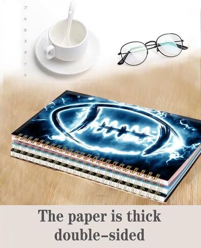 Spiral Journal Notebook,A5 Hardcover Lined Journals for Women Girl 6 x 8.3 in,120 Pages Thick Paper,Cute College Ruled Writing Notebook for Gifts Office Work School(Lightning football) in Kuwait