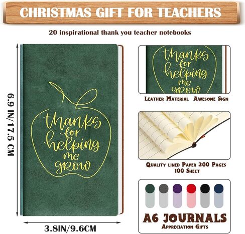TaoBary 20 Pcs Teacher Appreciation Gifts Bulk A6 Leather Journals Team Christmas Gift for Teacher Hardcover Vintage Notebook for Classroom Office Teacher Record Book Supplies(Classic Colors) in Saudi Arabia