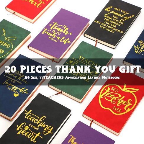 TaoBary 20 Pcs Teacher Appreciation Gifts Bulk A6 Leather Journals Team Christmas Gift for Teacher Hardcover Vintage Notebook for Classroom Office Teacher Record Book Supplies(Classic Colors) in Saudi Arabia