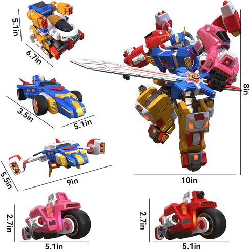 5-in-1 Transforming Vehicles Playset Include Motorcycles, Planes, Go-Karts -STEM Stacking Car Kit, Robot Transformation, Birthday Gift for Toddler Kids 7 Years Old Boys Girls in Saudi Arabia