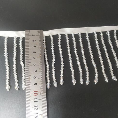 1 Yard Rhinestone Ribbon Tassel Irregular Rhinestone Fringe Rhinestone Tassel Crystal Beaded Fringe Trim Sewing Beaded Fringe for Curtain Lampshades and DIY Clothing Wedding Decoration (White) in Kuwait