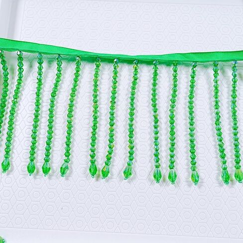 1 Yard Rhinestone Ribbon Tassel Irregular Rhinestone Fringe Rhinestone Tassel Crystal Beaded Fringe Trim Sewing Beaded Fringe for Curtain Lampshades and DIY Clothing Wedding Decoration (White) in Kuwait