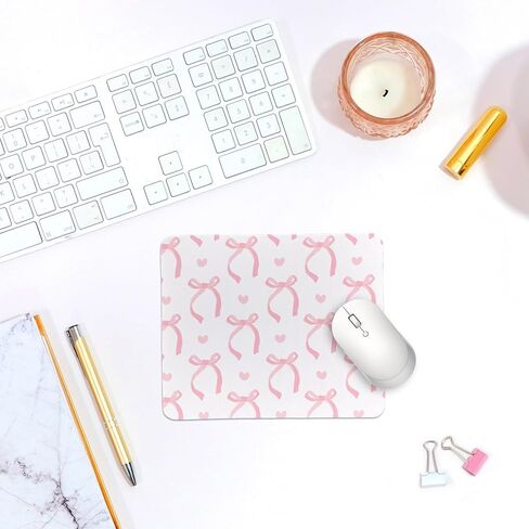 QIYUHOY Coquette Trendy Pink Bow Mouse Pad,Funky Bowknot Personalized Mouse Mat Design,Pink Mouse pad for Desk Home Office Gaming Working,Gifts for Girls Women Female Friends,9.5x7.9 inches in Kuwait