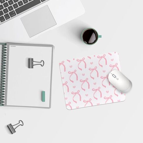 QIYUHOY Coquette Trendy Pink Bow Mouse Pad,Funky Bowknot Personalized Mouse Mat Design,Pink Mouse pad for Desk Home Office Gaming Working,Gifts for Girls Women Female Friends,9.5x7.9 inches in Kuwait