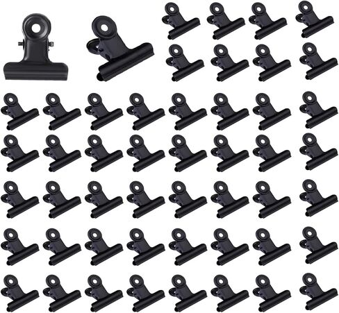 50 Pcs Metal Bulldog Clips, Black Bull Binder Paper Clips,0.87 Inch Hinge Clips for Food Bags,Clipboard,Poster,Paper Pictures Organizers, Crafts Hanging Art, Home and Office Decoration,Price Tag in Kuwait