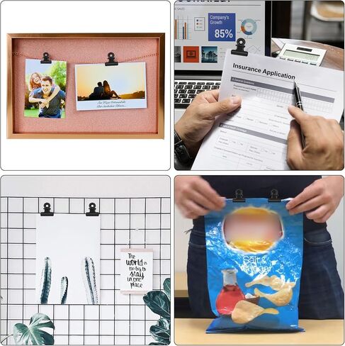 50 Pcs Metal Bulldog Clips, Black Bull Binder Paper Clips,0.87 Inch Hinge Clips for Food Bags,Clipboard,Poster,Paper Pictures Organizers, Crafts Hanging Art, Home and Office Decoration,Price Tag in Kuwait