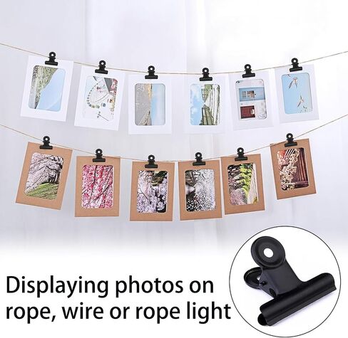 50 Pcs Metal Bulldog Clips, Black Bull Binder Paper Clips,0.87 Inch Hinge Clips for Food Bags,Clipboard,Poster,Paper Pictures Organizers, Crafts Hanging Art, Home and Office Decoration,Price Tag in Kuwait