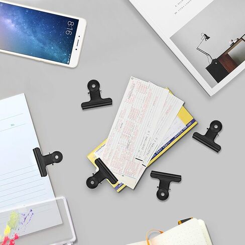 50 Pcs Metal Bulldog Clips, Black Bull Binder Paper Clips,0.87 Inch Hinge Clips for Food Bags,Clipboard,Poster,Paper Pictures Organizers, Crafts Hanging Art, Home and Office Decoration,Price Tag in Kuwait