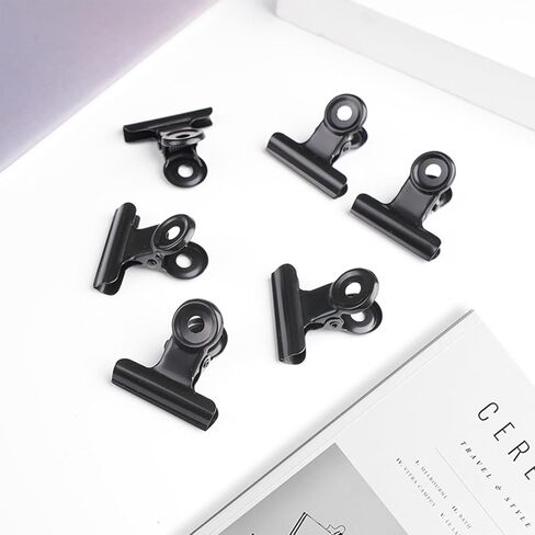 50 Pcs Metal Bulldog Clips, Black Bull Binder Paper Clips,0.87 Inch Hinge Clips for Food Bags,Clipboard,Poster,Paper Pictures Organizers, Crafts Hanging Art, Home and Office Decoration,Price Tag in Kuwait