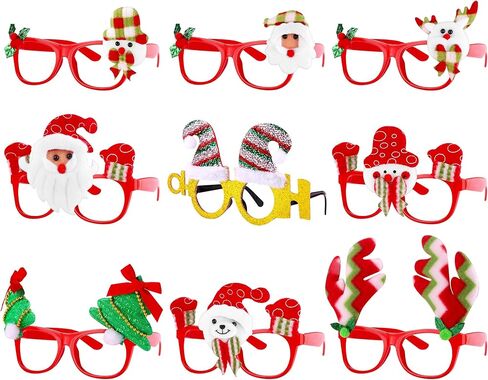 Aodaer 9 قطع نظارات حفلات عيد الميلاد إطارات نظارات العطلات المبتكرة لتزيين عيد الميلاد نظارات لحفلات عيد الميلاد هدايا الصور، أنماط متنوعة in Kuwait