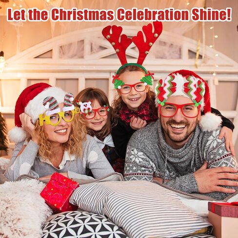 Aodaer 9 قطع نظارات حفلات عيد الميلاد إطارات نظارات العطلات المبتكرة لتزيين عيد الميلاد نظارات لحفلات عيد الميلاد هدايا الصور، أنماط متنوعة in Kuwait