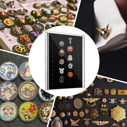 Acrylic Enamel Pin Display Case, Dustproof Pin Collection Display Box for Wall and Tabletop Display, Pin Collection Display, Pin Holder for Disney Pins, Pin Badge, Jewelry Pins, Military Medal (Clear) in Saudi Arabia