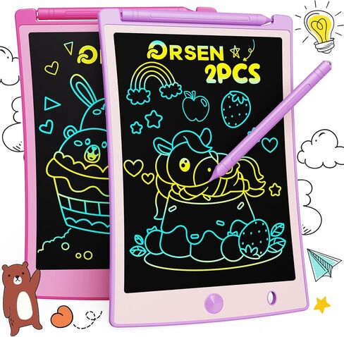 تابلت كتابة LCD ملون مقاس 8.5 بوصة من ORSEN للأطفال، لوحة رسم إلكترونية للرسم، لوحة خربش للأطفال الصغار، ألعاب تعليمية للسفر وتعلم الأنشطة، هدايا عيد ميلاد للفتيات بعمر 3 4 5 6 7 8 سنوات in Kuwait