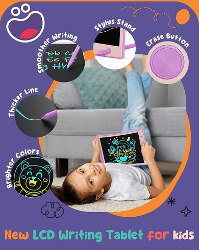 تابلت كتابة LCD ملون مقاس 8.5 بوصة من ORSEN للأطفال، لوحة رسم إلكترونية للرسم، لوحة خربش للأطفال الصغار، ألعاب تعليمية للسفر وتعلم الأنشطة، هدايا عيد ميلاد للفتيات بعمر 3 4 5 6 7 8 سنوات in Kuwait