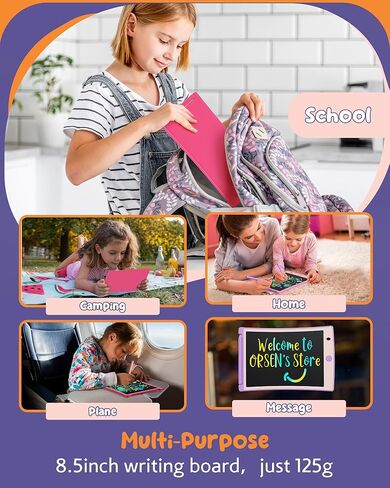 تابلت كتابة LCD ملون مقاس 8.5 بوصة من ORSEN للأطفال، لوحة رسم إلكترونية للرسم، لوحة خربش للأطفال الصغار، ألعاب تعليمية للسفر وتعلم الأنشطة، هدايا عيد ميلاد للفتيات بعمر 3 4 5 6 7 8 سنوات in Kuwait