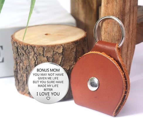 هدية تذكارية بعبارة «Everything I am Pocket Hug Token Token للأم، تذكار للعلاقات بعيدة المدى من الستانلس ستيل، هدية ملهمة مزدوجة الجوانب مع سلسلة مفاتيح من جلد البولي يوريثين للام من الابنة والابن in Saudi Arabia