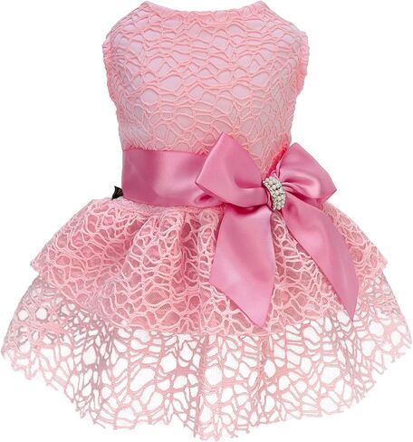 Fitwarm Fancy Dog Tulle Dress, Dog Clothes for Small Dogs Girl, Lightweight Mesh Summer Pet Outfit, Cat Apparel, Pink, XS in Saudi Arabia