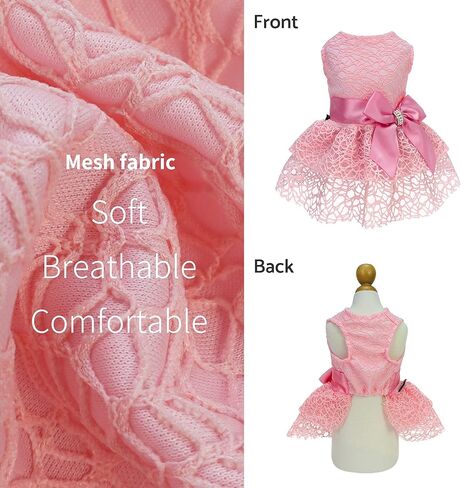 Fitwarm Fancy Dog Tulle Dress, Dog Clothes for Small Dogs Girl, Lightweight Mesh Summer Pet Outfit, Cat Apparel, Pink, XS in Saudi Arabia