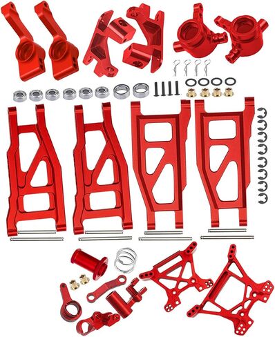 Upgrades Part for 1/10 Rustler 4x4 VXL/Rustler 4x4,Aluminum Caster Block,Steering Blocks,Rear Stub Axle Carriers,Steering Bellcranks,Suspension Arm,Shock Tower,Red (More Durable Arm) in Saudi Arabia