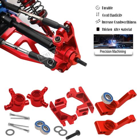Upgrades Part for 1/10 Rustler 4x4 VXL/Rustler 4x4,Aluminum Caster Block,Steering Blocks,Rear Stub Axle Carriers,Steering Bellcranks,Suspension Arm,Shock Tower,Red (More Durable Arm) in Saudi Arabia