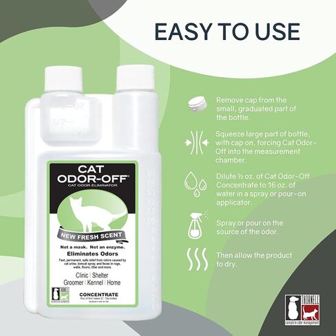 THORNELL Cat Odor-Off Concentrate Pet Smell Odor Eliminator – Cat Odor Eliminator Concentrate for Pet Urine Odor, Tomcat Spray for Cat Urine Smell, Feces on Carpet & Litter Boxes – Fresh Scent 16oz in Saudi Arabia