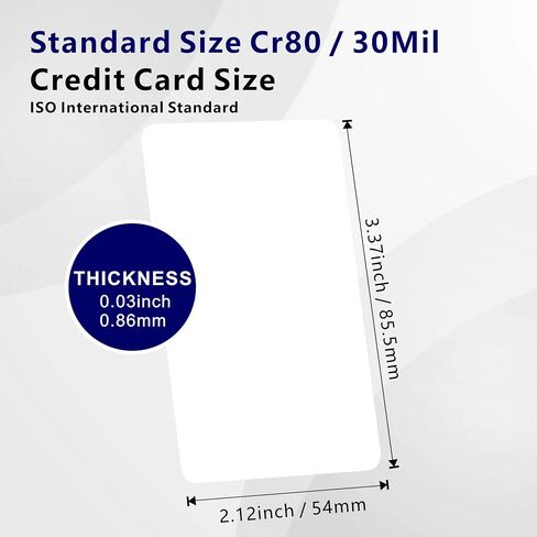 30pcs Blank Credit Cards Plastic Cards Blank Plastic Cards PVC ID Cards Badge Cards(CR80 30 Mil) Compatible with Most Photo ID Badge Printers in Saudi Arabia