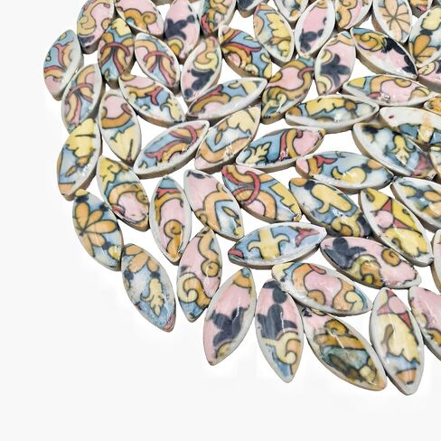 500g/1.1lb Ceramic Mosaic Tiles for Crafts,Assorted Colors Ceramics Mosaic Pieces,Willow Leaf Shape Mosaic Tiles for Home Decoration or DIY Crafts,Mosaic Making Supplies. (Willow Leaf 01) in Saudi Arabia
